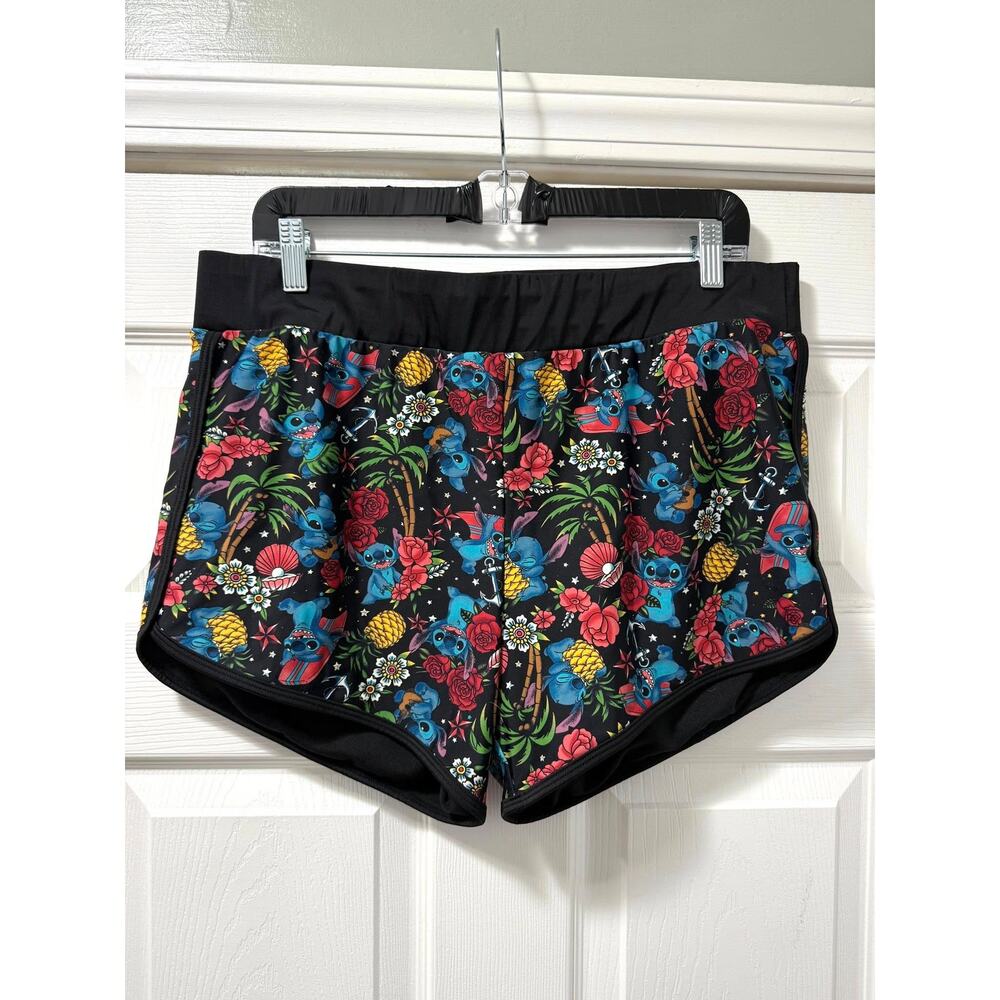 Torrid Plus Size 1 Disney Lilo and Stitch Dolphin Hem Tattoo Print Swim Shorts